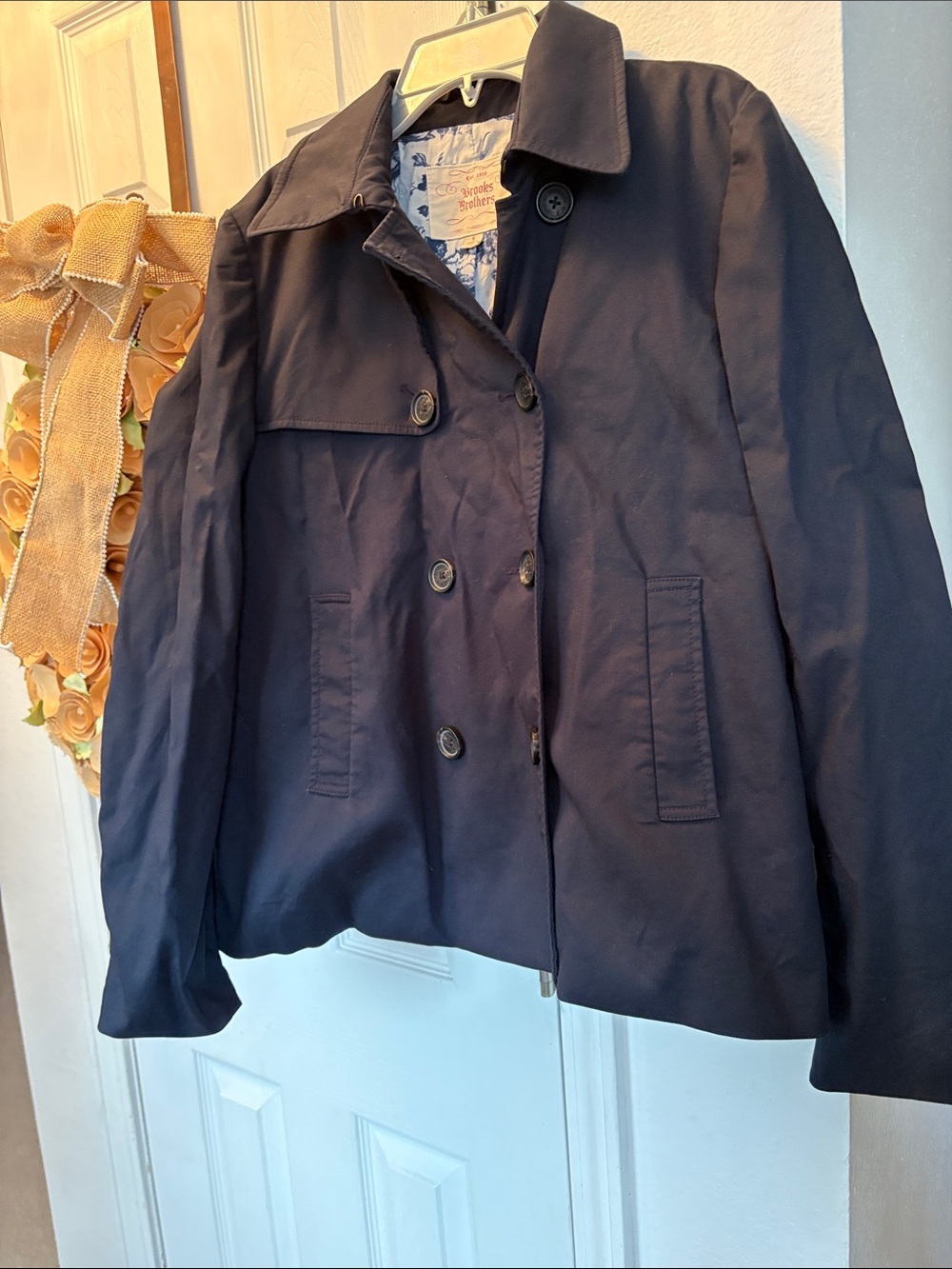 BROOKS BROTHERS Navy Cropped Trench Coat Jacket - Women’s Size 6